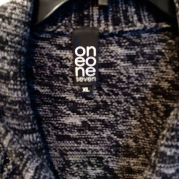 Button Cardigan Sweater Womens XL Black & Gray 100% Thick Cotton - Picture 5 of 8